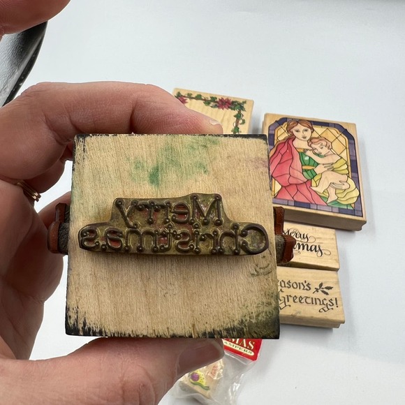 Vintage Lot Rubber Stamps Crafting Junk Journaling Christmas Stained Glass - Picture 11 of 12